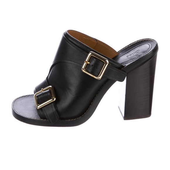 Chloe black leather mules 5.5/35.5 - Picture 1 of 6